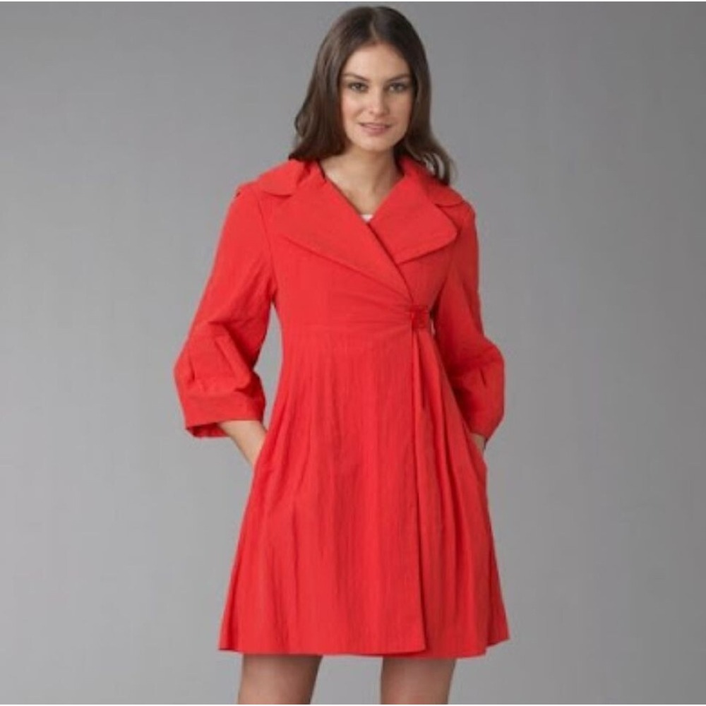 Nanette Lepore Arrivederci Bell Sleeve Coat Womens 0 Red Satement Collar Retro
